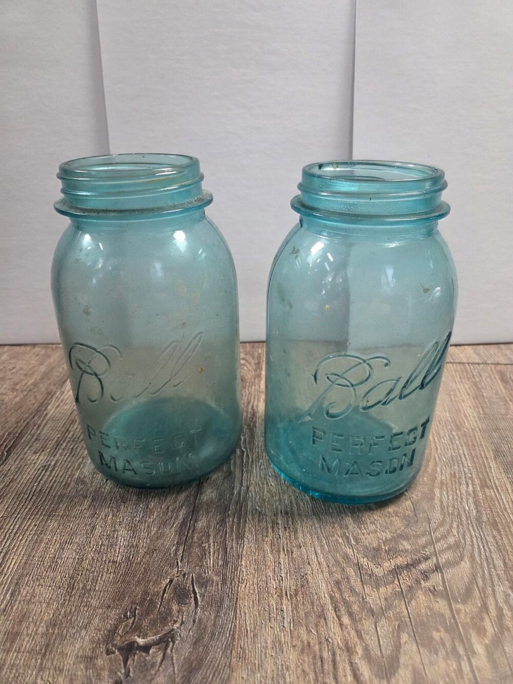 Ball Perfect Mason Jars 8 + 3 Blue Vintage Lot Set of 2 - 7" tall each